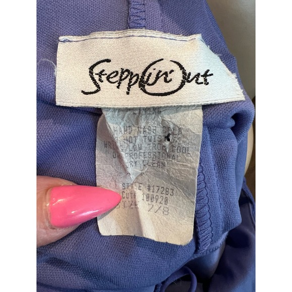 Steppin Out Floral Slip Maxi Dress Size 7/8 Periwinkle Sheer Strappy 90s - Picture 7 of 8